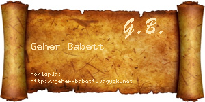 Geher Babett névjegykártya